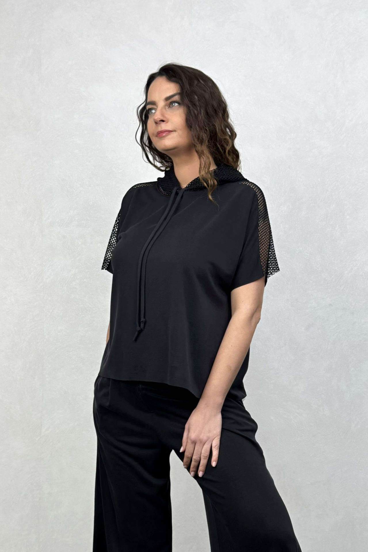 Lamante Nona Modal Kapşonlu Bluz - Siyah