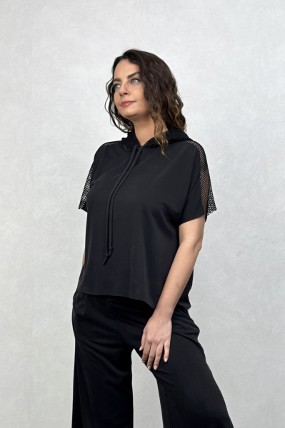 Lamante Nona Modal Kapşonlu Bluz - Siyah