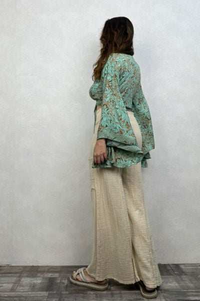 Yarasa Kol İpek Bolero Bluz - Mint