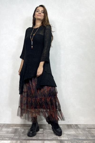 Asimetrik Merserize Tunik - Siyah