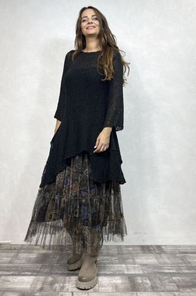 Asimetrik Merserize Tunik - Siyah