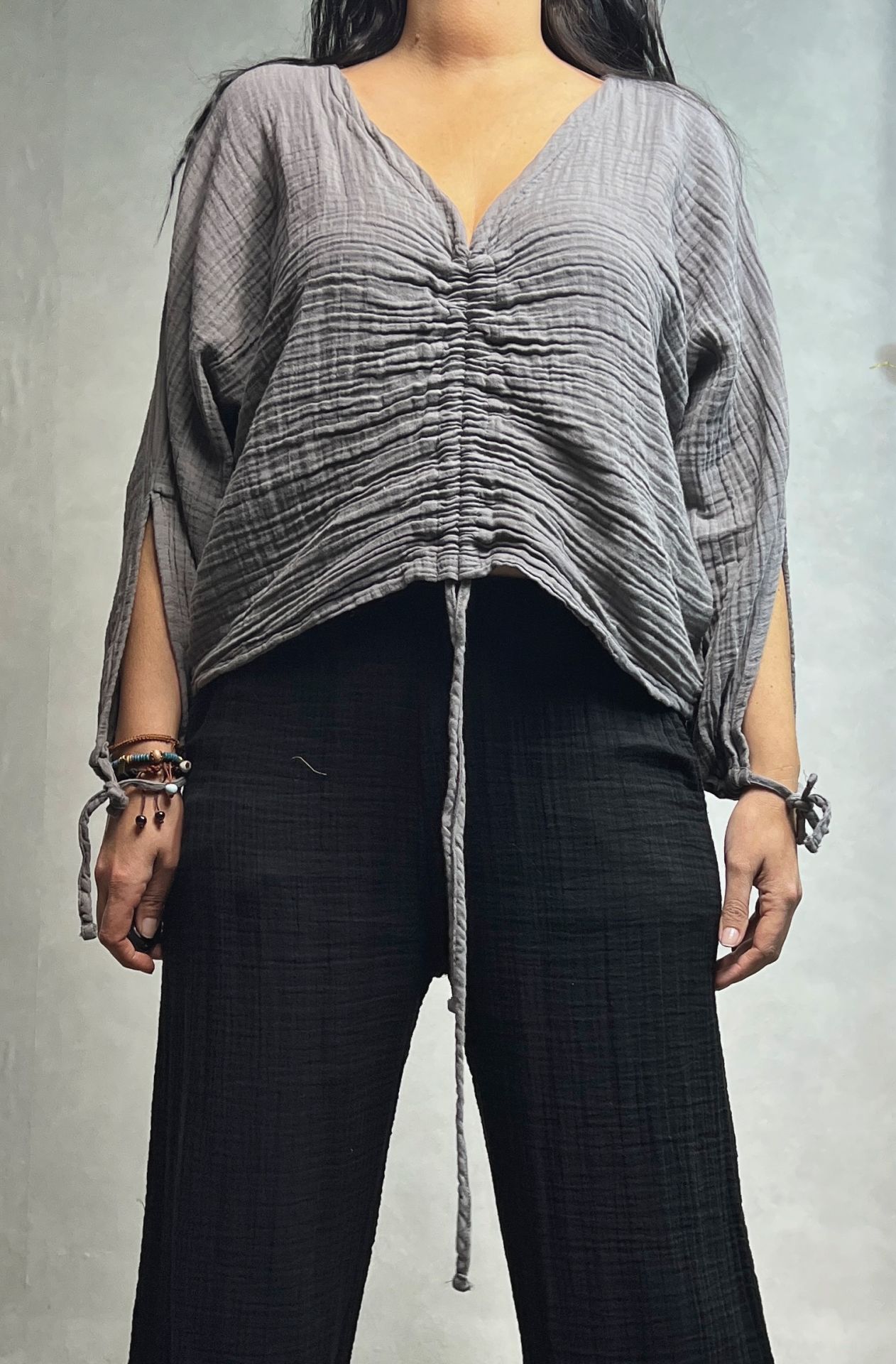 Venüs Müslin Bluz Dark Grey - Antrasit