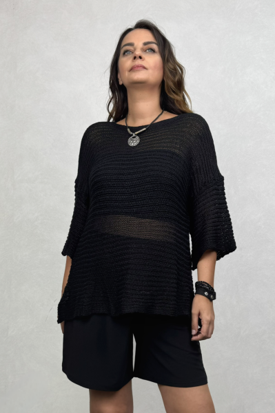 Fitilli Merserize Bluz  - Siyah