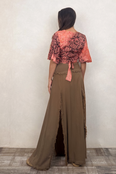 İpek Bolero Bluz - Orange Kahve