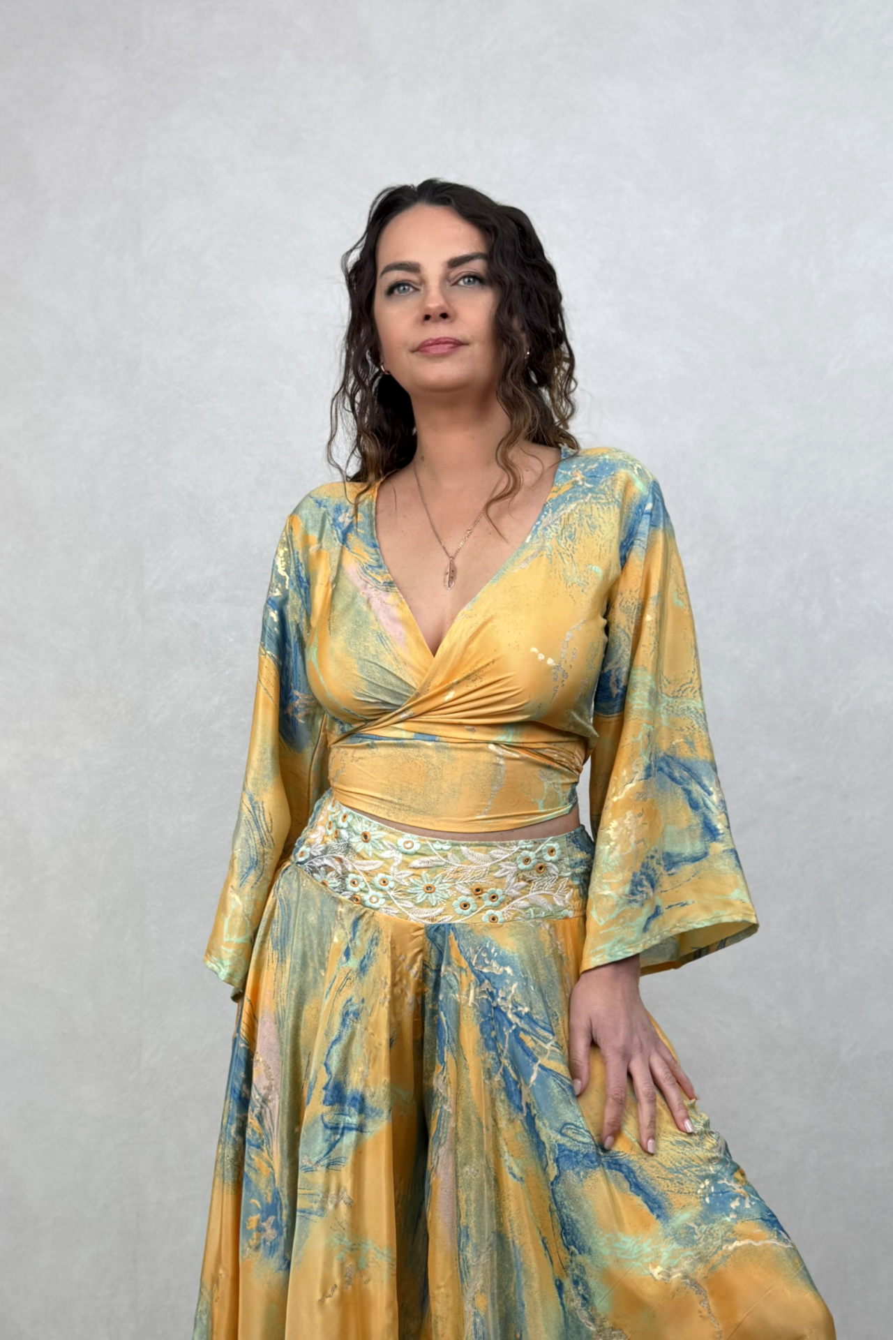 İpek Bolero Bluz - Sarı