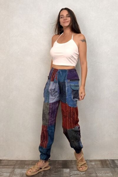 Nepal Patch Kargo Pantolon - Mavi 1