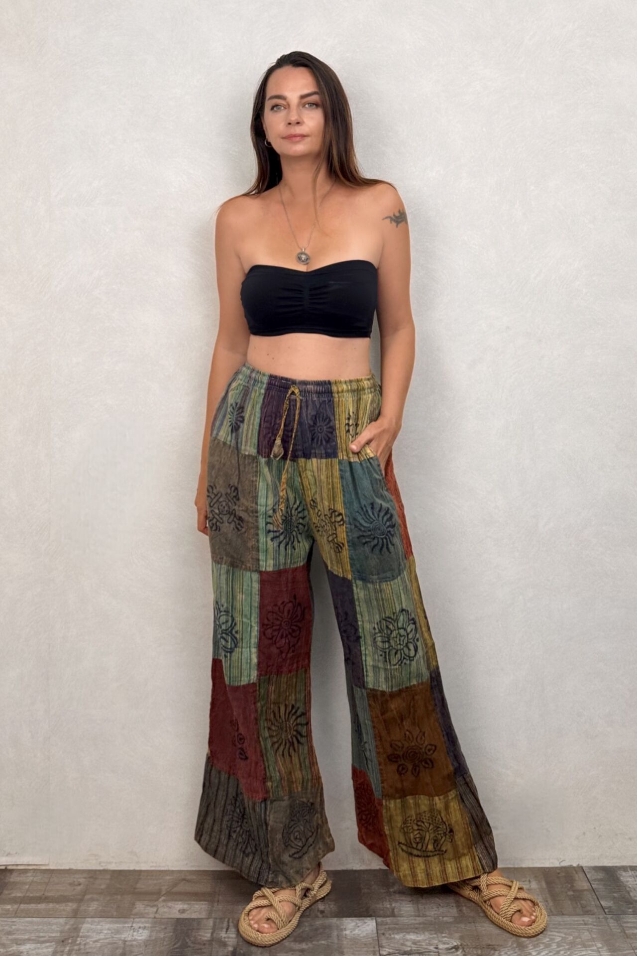 Nepal Patch Bol Paça Pantolon - Çok Renkli