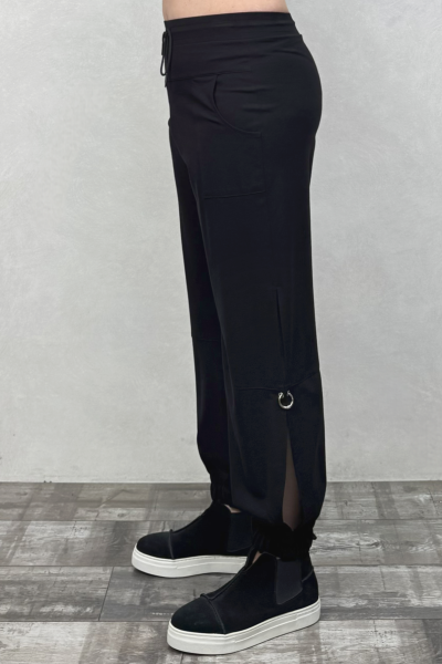 Lamante Halka Detaylı Relax Pantolon - Siyah
