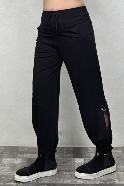 Lamante Halka Detaylı Relax Pantolon - Siyah