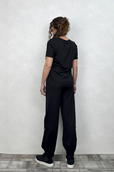 Lamante Halka Detaylı Relax Pantolon - Siyah