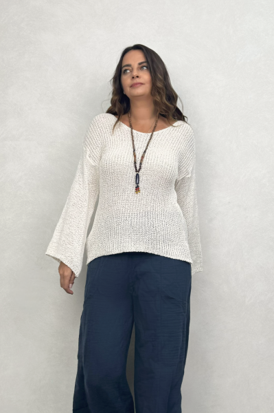 Yumuşak Dokulu Merserize Bluz - Ekru