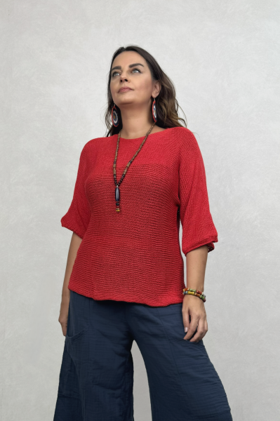 Fit Merserize Bluz - Kırmızı