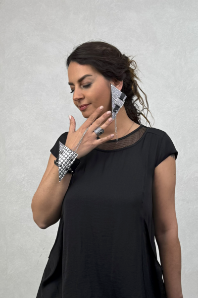 Lamante Tasarım Küpe- Siyah Silver