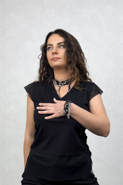 Lamante Zincirli Tasma Kolye - Siyah Silver