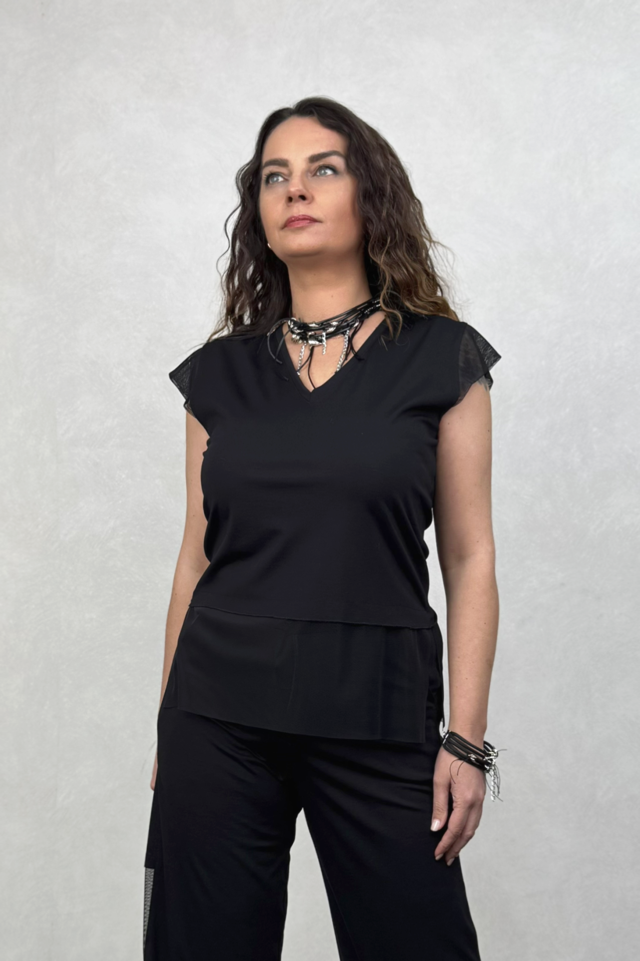 Lamante Larissa Tül Detaylı Bluz - Siyah