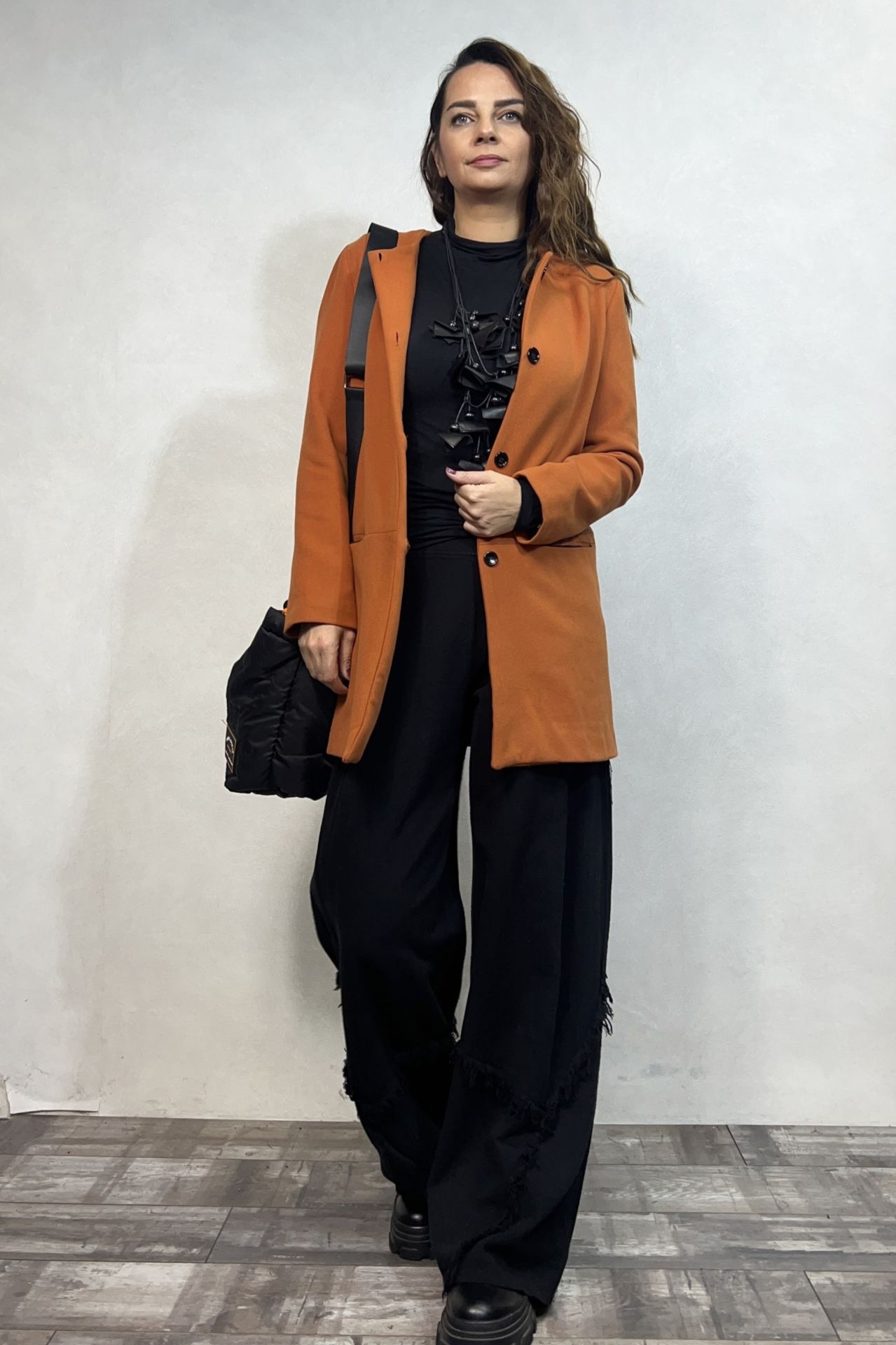 Vintage Kısa Kaban - Papaya Turuncu