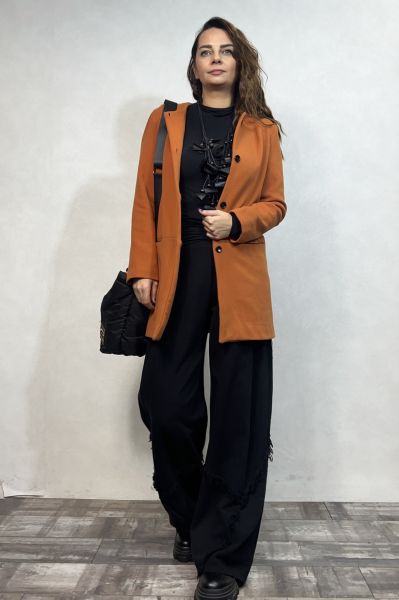 Vintage Kısa Kaban - Papaya Turuncu