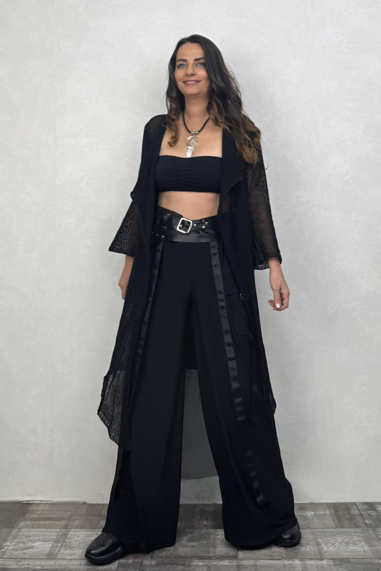 Merserize Basic Maxi Hırka -Siyah