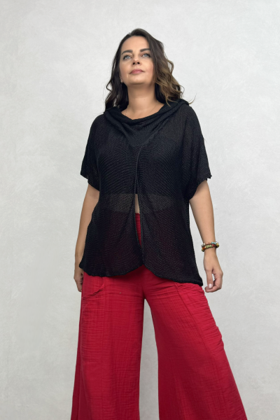 Degaje Merserize Bluz  - Siyah