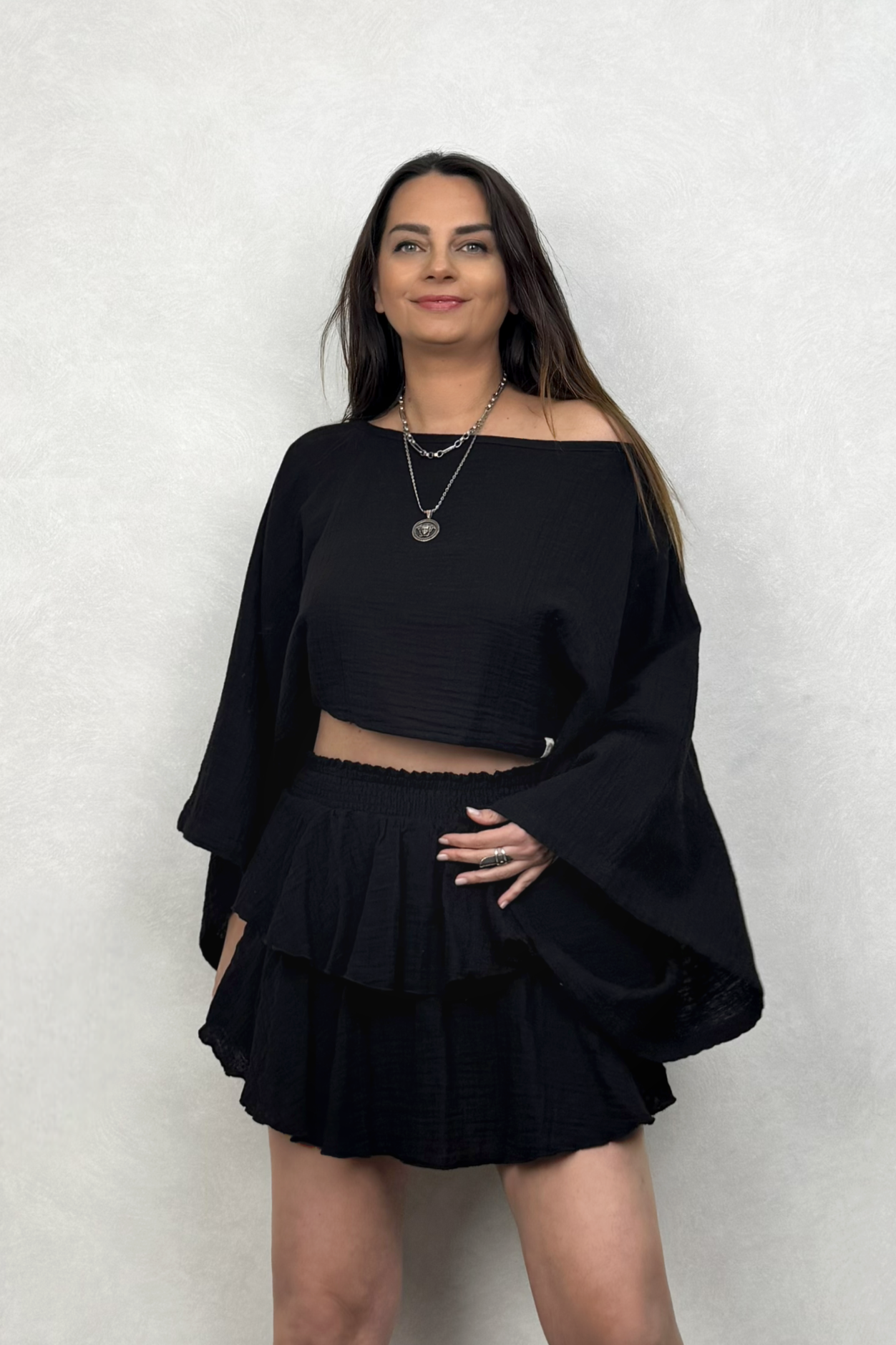 Bia Müslin Bluz  - Siyah