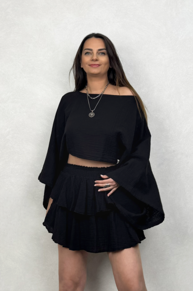 Bia Müslin Bluz  - Siyah