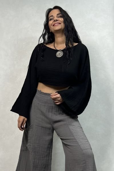Bia Müslin Bluz  - Siyah