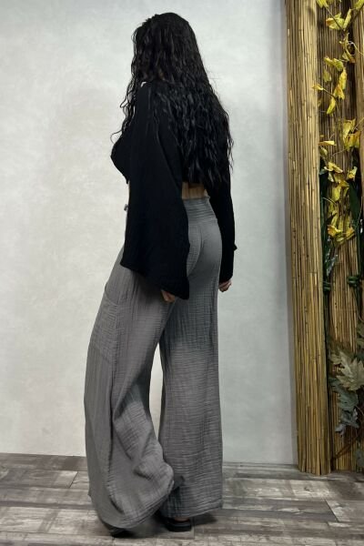 Bendis Müslin Pantolon Dark Grey  - Antrasit