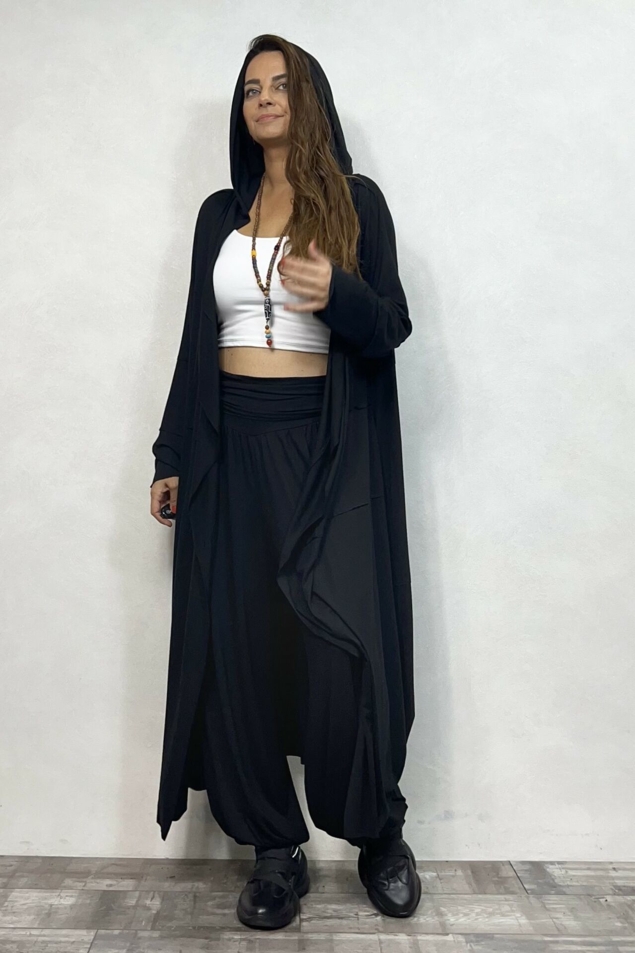 Sasha Kaftan Şalvar Takım - Siyah
