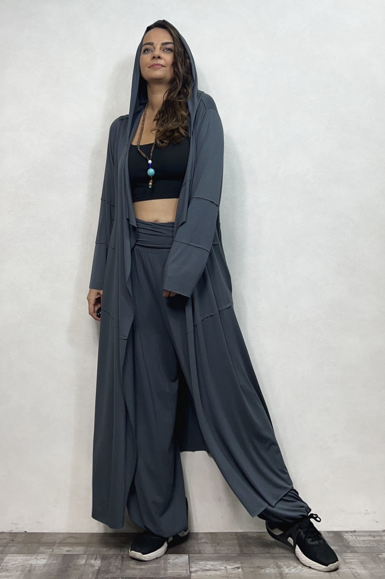 Sasha Kaftan Şalvar Takım - Antrasit