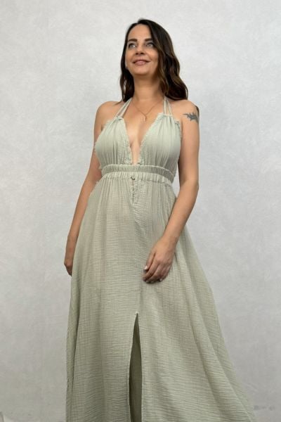 Lilith Müslin Elbise Sea Green - Su Yeşili