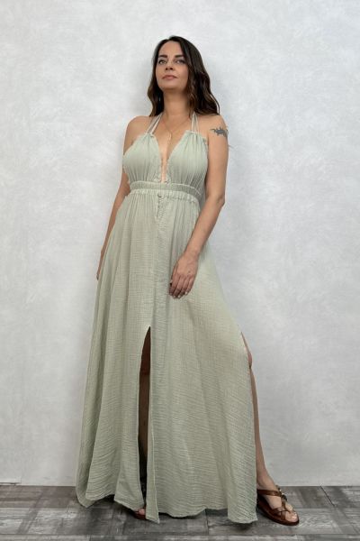 Lilith Müslin Elbise Sea Green - Su Yeşili