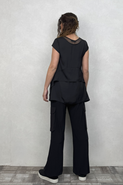 Lamante Paros File Detaylı Bluz - Siyah