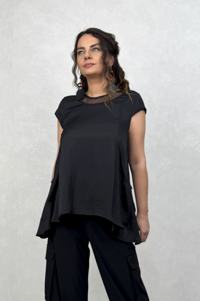 Lamante Paros File Detaylı Bluz - Siyah