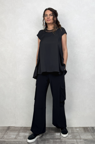Lamante Paros File Detaylı Bluz - Siyah