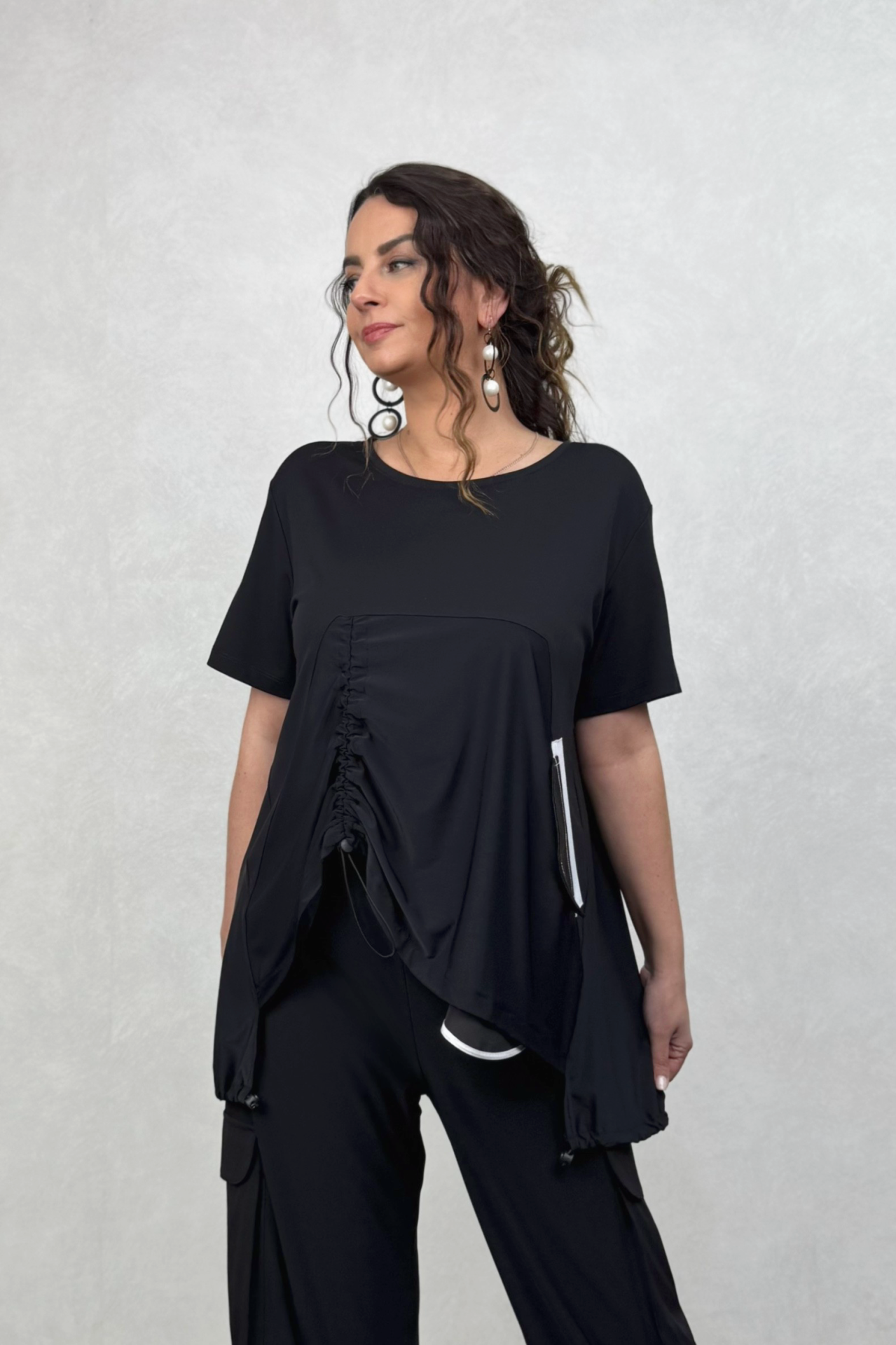 Lamante Arta Büzgülü Bluz - Siyah