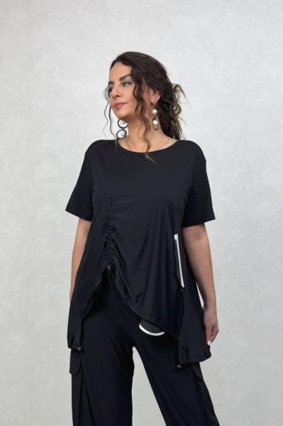 Lamante Arta Büzgülü Bluz - Siyah