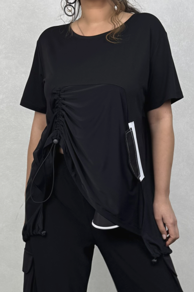 Lamante Arta Büzgülü Bluz - Siyah