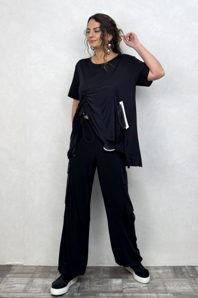 Lamante Arta Büzgülü Bluz - Siyah