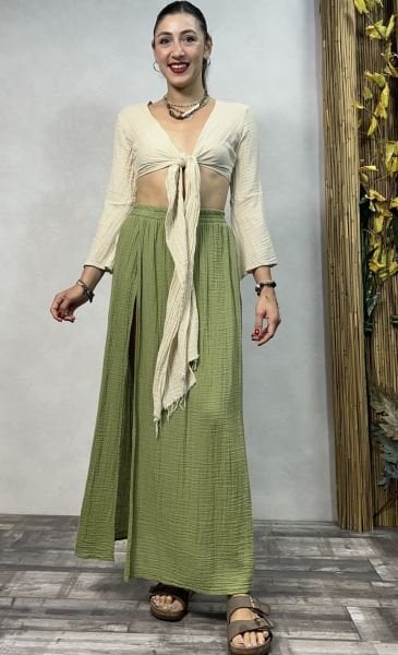 Bia Müslin Etek Sage Green- Yeşil