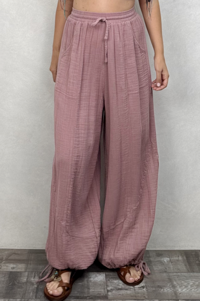 Petra Müslin Pantolon Wood Rose - Yaban Gülü