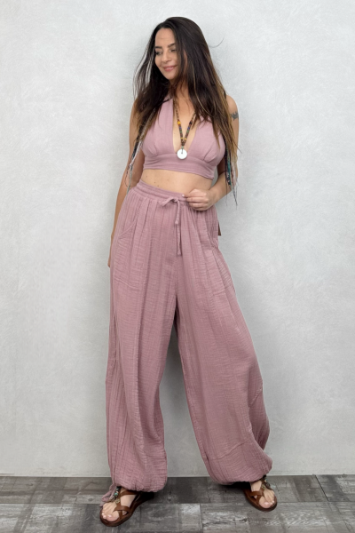 Petra Müslin Pantolon Wood Rose - Yaban Gülü