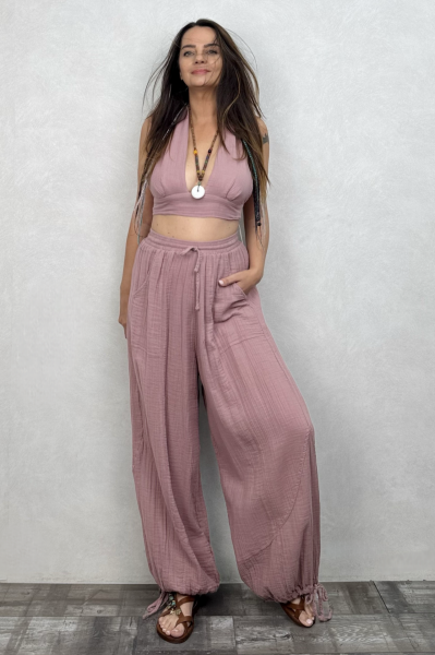 Petra Müslin Pantolon Wood Rose - Yaban Gülü