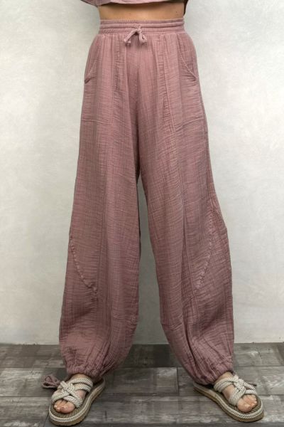 Petra Müslin Pantolon Wood Rose - Yaban Gülü