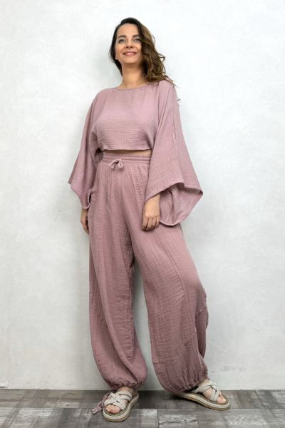 Petra Müslin Pantolon Wood Rose - Yaban Gülü
