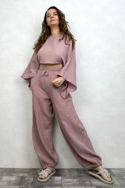 Petra Müslin Pantolon Wood Rose - Yaban Gülü