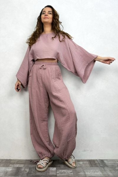 Petra Müslin Pantolon Wood Rose - Yaban Gülü