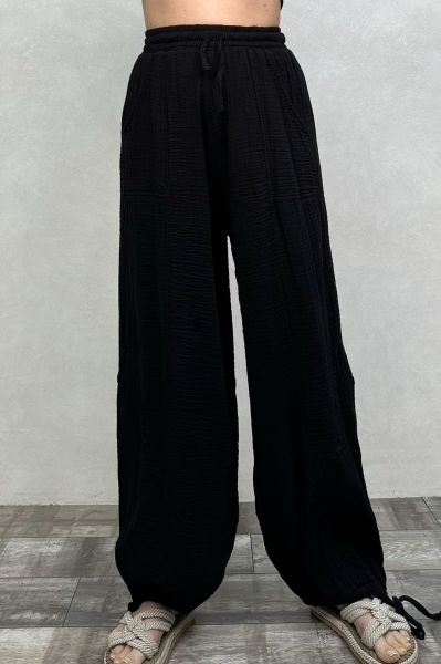 Petra Müslin Pantolon Siyah - Siyah