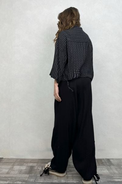 Verona Desenli Müslin Kimono - Siyah