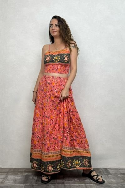 Gypsy Bohem Crop Bluz - Pembe