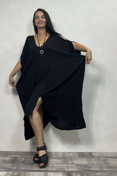 Bohem Salaş Elbise -  Siyah